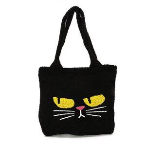 SPOOKYVILLE CRITTERS Furry Black Cat Plush Tote